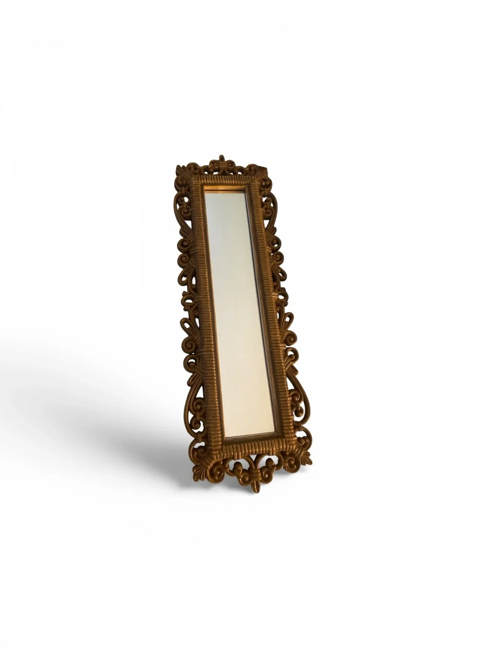Vintage Brown Faux Wicker Mirror 1978